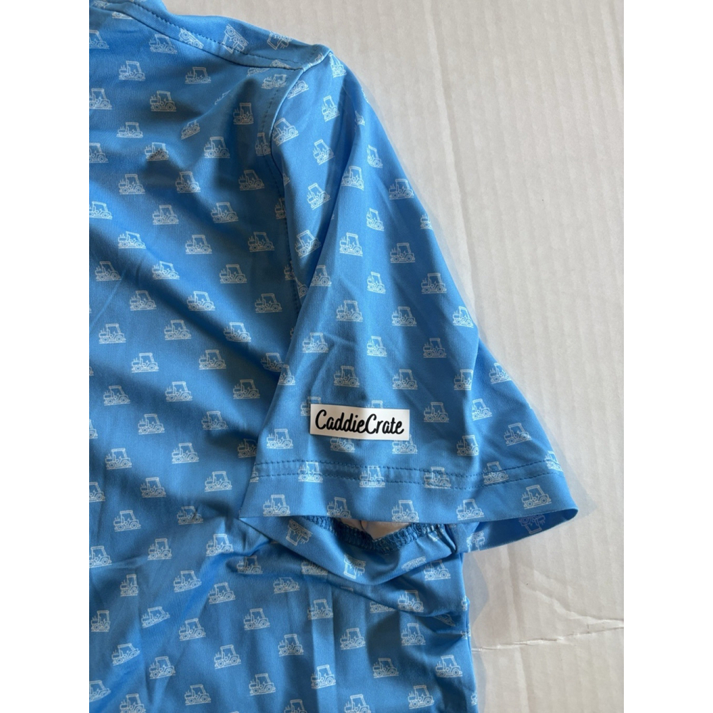 CaddyCrate Men’s M Golf Polo Blue Golf Cart Pattern Lightweight - Picture 2 of 5